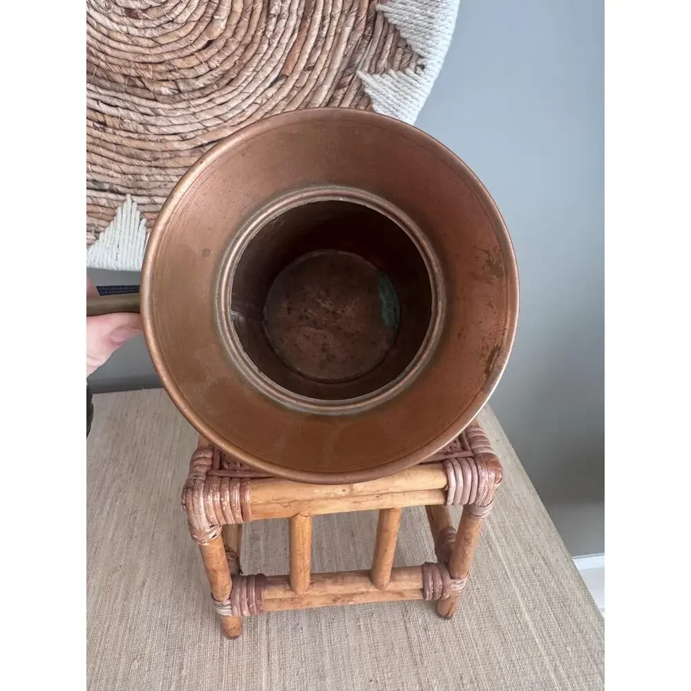 Vintage Rustic Copper Brass Pitcher or Vase 9